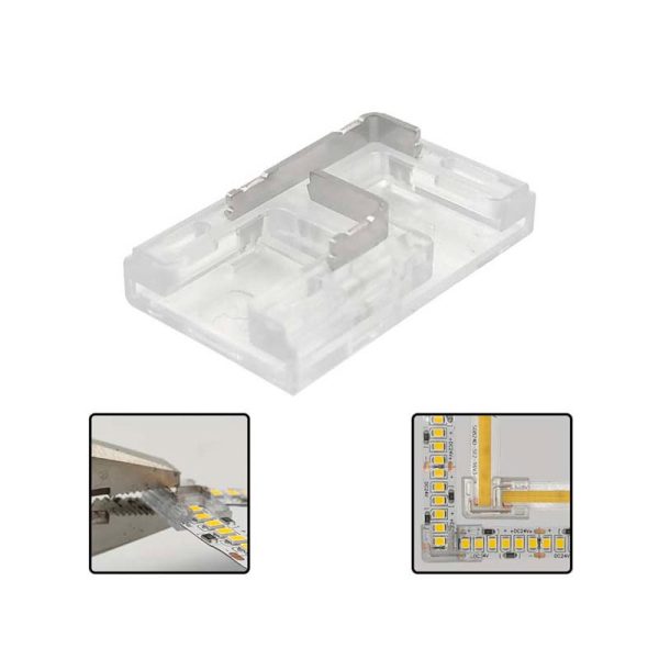 Kit 10 unid. Conector De União L Mini Transparente Para Fita LED – COB + SMD – 10mm – IP20