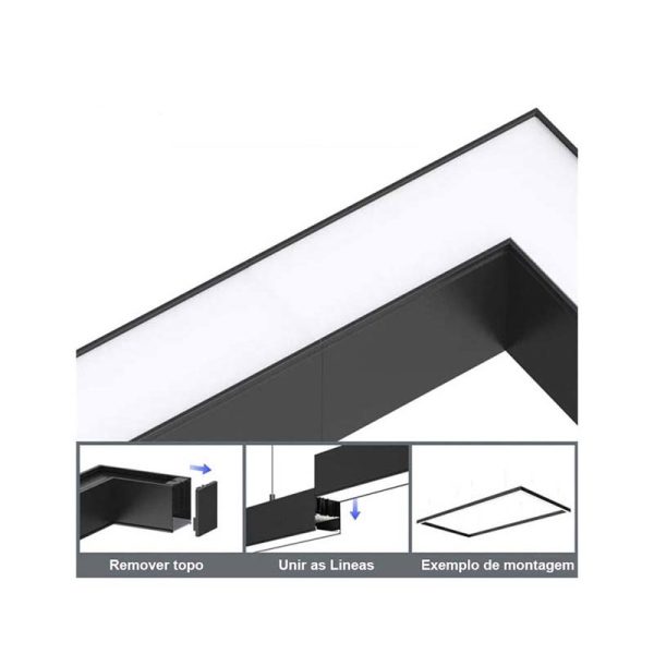Linea Led Suspensa Preto 120cms 40w 3CCT 140Lm/w Driver Lifud - Image 4