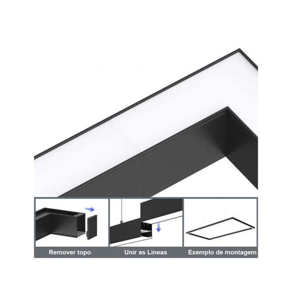 Canto Para Linea Led Suspensa Preto 9W 3CCT 140Lm/w Driver Lifud para (92087 e 92088) - Image 3