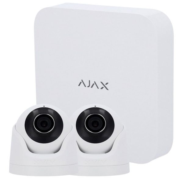 Kit de videovigilância Ajax com Gravador NVR de 8 canais e 2 Câmaras turret 5 Mpx Ajax - AJ-NVRKIT108-2XTURRET-W