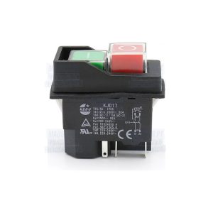Interruptor de Pressão Duplo Verde/Vermelho 2 Posições ON-OFF DPST 230VAC 16A (5 pinos) - KJD17-22413-112