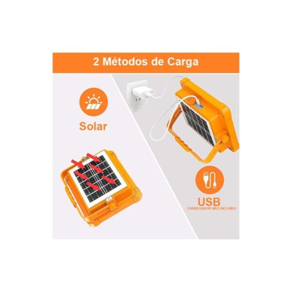 Projector Solar Portatil 200w CCT+Azul/Vermelho IP65 + Carregamento USB - Image 5