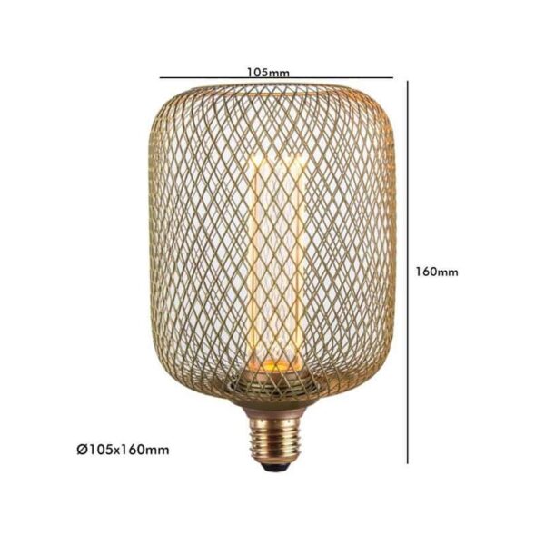 Lâmpada E27 LED 4W 1800K Dimável Rede Metal Gold Ø105mm - Image 4