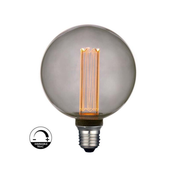 Lâmpada E27 LED 4W G125 Dimavél 1800K – Vidro Fumê Preto