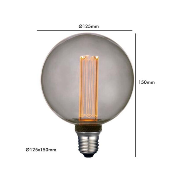 Lâmpada E27 LED 4W G125 Dimavél 1800K – Vidro Fumê Preto - Image 4