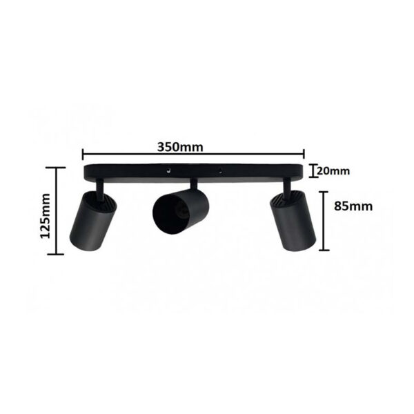 Aplique De Teto Preto Para 3xGU10 IP20 - Image 3