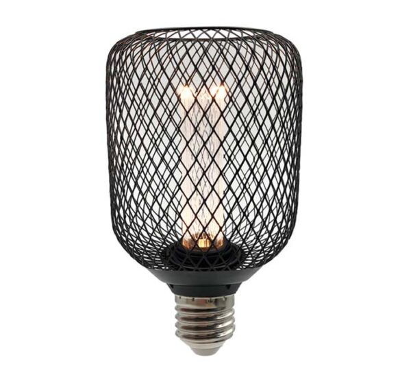 Lâmpada E27 LED 4W 2200K Rede Metal Preto Ø105mm