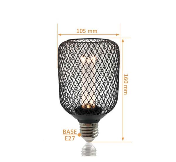 Lâmpada E27 LED 4W 2200K Rede Metal Preto Ø105mm - Image 4