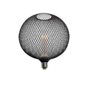Lâmpada E27 LED 4W Redonda 2200K Rede Metal Preto Ø200mm