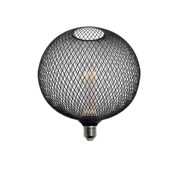 Lâmpada E27 LED 4W Redonda 2200K Rede Metal Preto Ø200mm