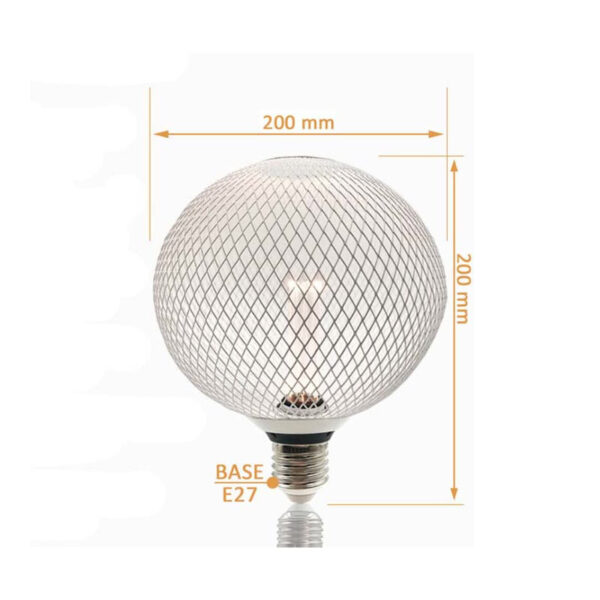 Lâmpada E27 LED 4W Redonda 2200K Rede Metal Branco Ø200mm - Image 2