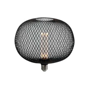 Lâmpada E27 LED 4W Redonda 2200K Rede Metal Preto Ø220