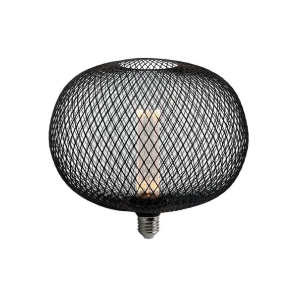 Lâmpada E27 LED 4W Redonda 2200K Rede Metal Preto Ø220