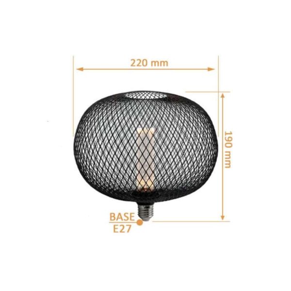 Lâmpada E27 LED 4W Redonda 2200K Rede Metal Preto Ø220 - Image 4