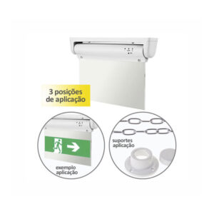 Armadura de Emergência 2W IP20 c/ Telecomando Aplic. suspensa/teto/parede c/ Acrílico Luz Verde