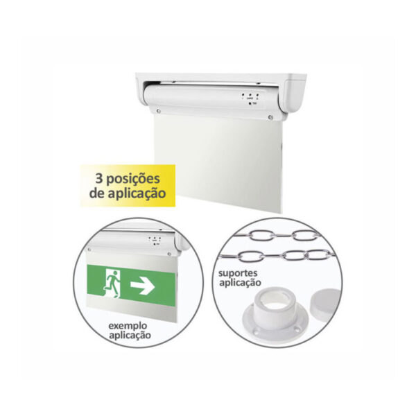 Armadura de Emergência 2W IP20 c/ Telecomando Aplic. suspensa/teto/parede c/ Acrílico Luz Verde