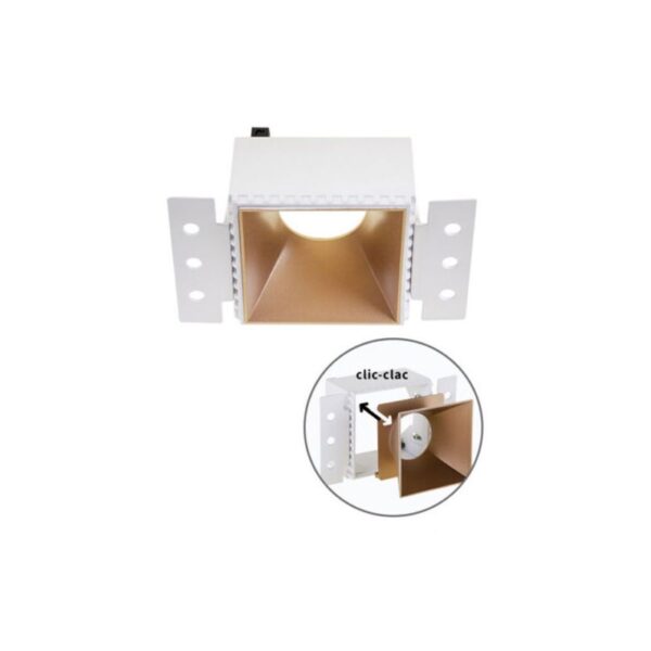 Aro GU-10 Encastrar Plástico Quadrado Dourado Policarbonato