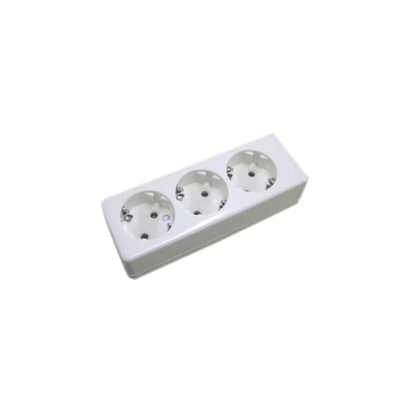 Tomada Tripla c/ Terra s/ Cabo 10/16A - 250V~
