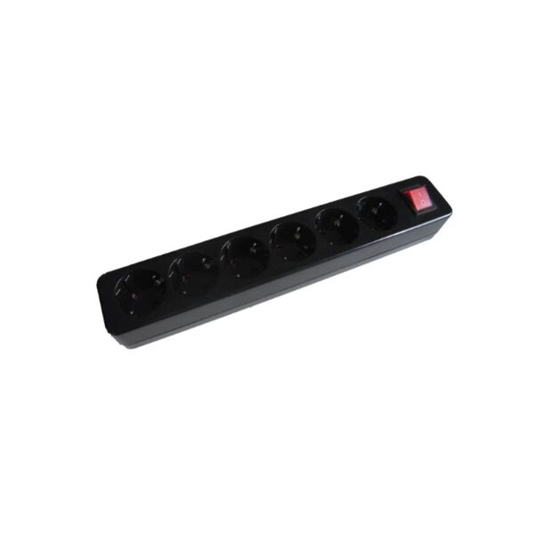 Tomada Sêxtupla c/ Terra c/ Interruptor s/ Cabo 10/16A - 250V~ Cor Preta