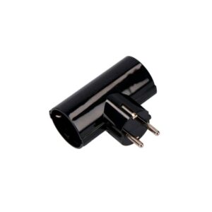 Ficha Dupla c/Terra c/ Obturadores Saída Lateral c/ Interior em Bakelite Horizontal 10/16A-250V~ Cor Preta