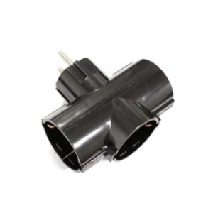 Ficha Tripla c/Terra C/ Obturadores em T Vertical 10/16A-250V~ Cor Preta