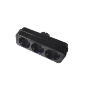 Ficha Tripla c/Terra c/ Obturadores Saída Frontal Horizontal Preta 10/16A-250V~