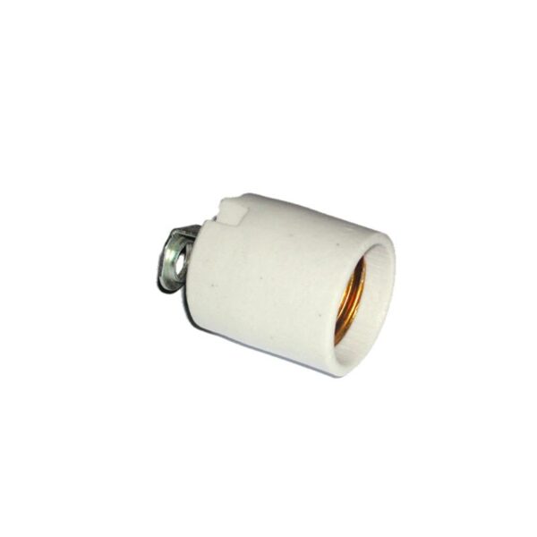 Suporte de Lâmpada Em Cerâmica Direito c/ Anilha E27 4A - 250V~