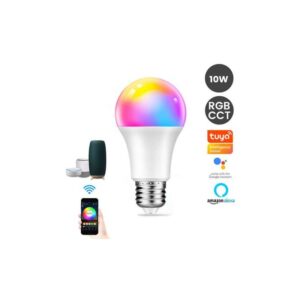 Lâmpada E27 Smart 10W 806lm 2700k-6500k CCT+RGB Comando + WIFI – controlável App Telemóvel