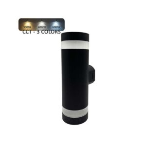 Aplique Parede Duplo Preto Red. 18W IP65 3CCT 110lm/w