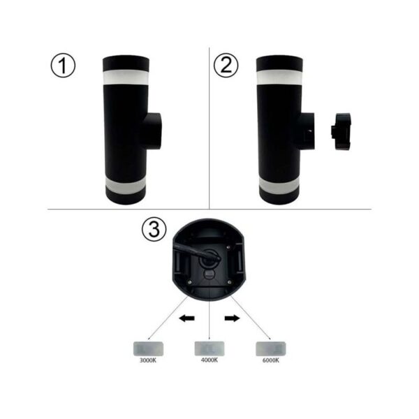 Aplique Parede Duplo Preto Red. 18W IP65 3CCT 110lm/w - Image 4