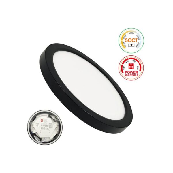 Painel Saliente/Encastrar-Saliente ARO PRETO Potência Selecionável(8/6/4/2w) – 5 CCT - Image 2