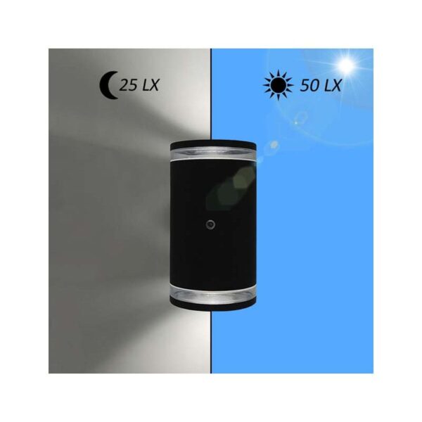 Aplique Parede Duplo Preto Red. 2x GU-10 IP65 Com Sensor Crepuscular - Image 4