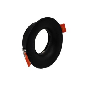 Aro GU-10 Fixo Redondo Preto Recuado Efeito Curvo (Metal)