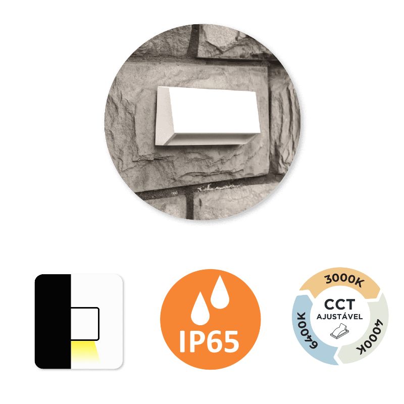 Aplique de Parede Prisma I 3W 200Lm IP65 Branco Slighting - ESL7021CCT-BR