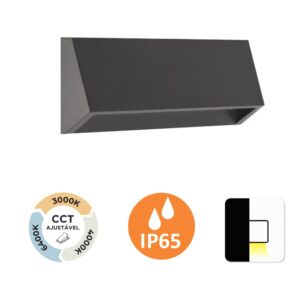 Aplique de Parede Prisma I 3W 200Lm IP65 Grafite Slighting - ESL7021CCT-GR