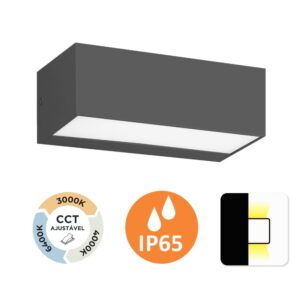 Aplique de Parede LIZ II 12W 800Lm IP65 Grafite Slighting - ESL7027CCT-GR
