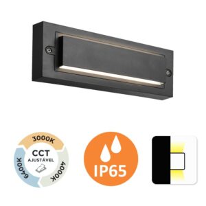 Aplique de Parede Mura com Cobertura Grafite 6W 500Lm IP65 Grafite Slighting - ESL703-GR