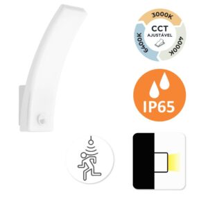Aplique de Parede Hera com Sensor 13W 800Lm IP65 Branco Slighting - ESL7030CCT-BR
