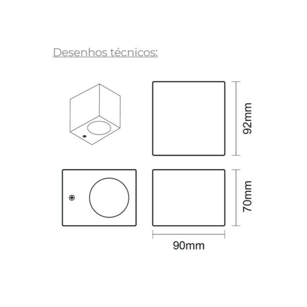 Aplique de Parede Box 7W 1xGU10 IP54 Grafite Slighting - ESL7031-GR - Image 2