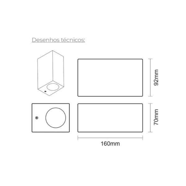 Aplique de Parede DuoBox 7W 2xGU10 IP54 Branco Slighting - ESL7032-BR - Image 2