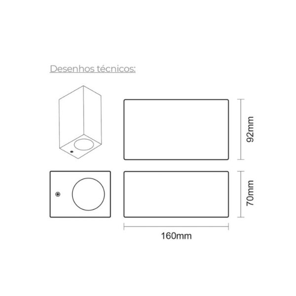 Aplique de Parede DuoBox 7W 2xGU10 IP54 Grafite Slighting - ESL7032-GR - Image 2