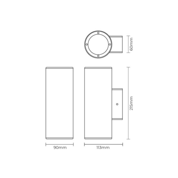Aplique de Parede LED Zoa 2x9W 2xGU10 IP65 Grafite Slighting - ESL7033-GR - Image 2
