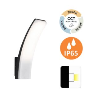 Aplique de Parede Hera 13W 800Lm IP65 Grafite Slighting - ESL7049CCT-GR