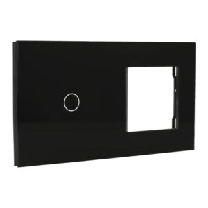 Painel de comutação com 1 botão e moldura para 1 dispositivo Preto