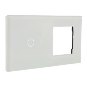 Painel de comutação com 1 botão e moldura para 1 dispositivo Branco