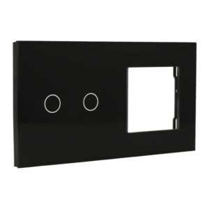 Painel de comutação com 2 botões e moldura para 1 dispositivo Preto