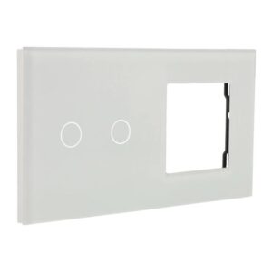Painel de comutação com 2 botões e moldura para 1 dispositivo Branco
