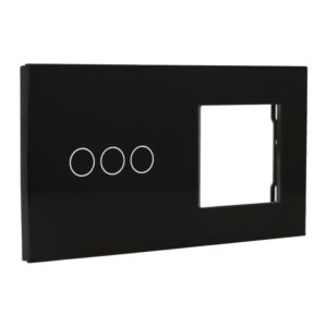 Painel de comutação com 3 botões e moldura para 1 dispositivo Preto