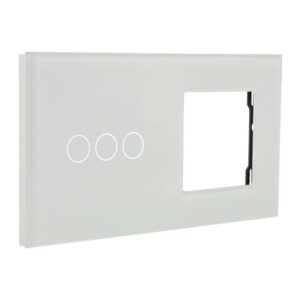 Painel de comutação com 3 botões e moldura para 1 dispositivo Branco