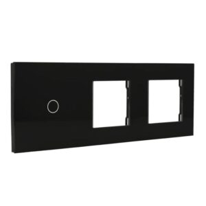 Painel de comutação com 1 botão e moldura para 2 dispositivos Preto